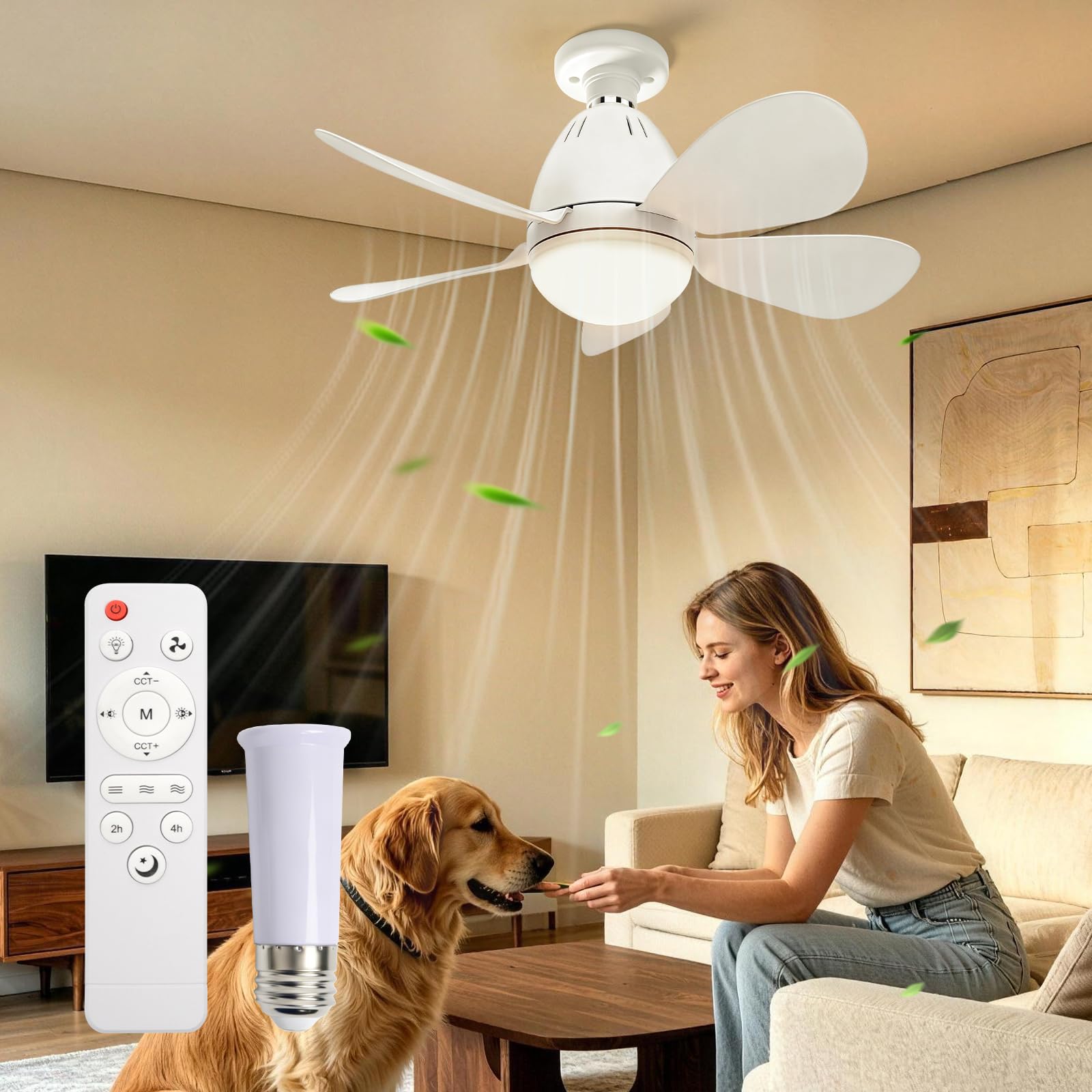 Maxled, Light is Led! E27 LED Ceiling Fan with Light White Dimmable Ceiling Fan Light 15W 850LM 3 Fan Speeds 3 Color Temperatures 3500K/4500K/6500K Timer & Remote Control Modern Ceiling Ventilator