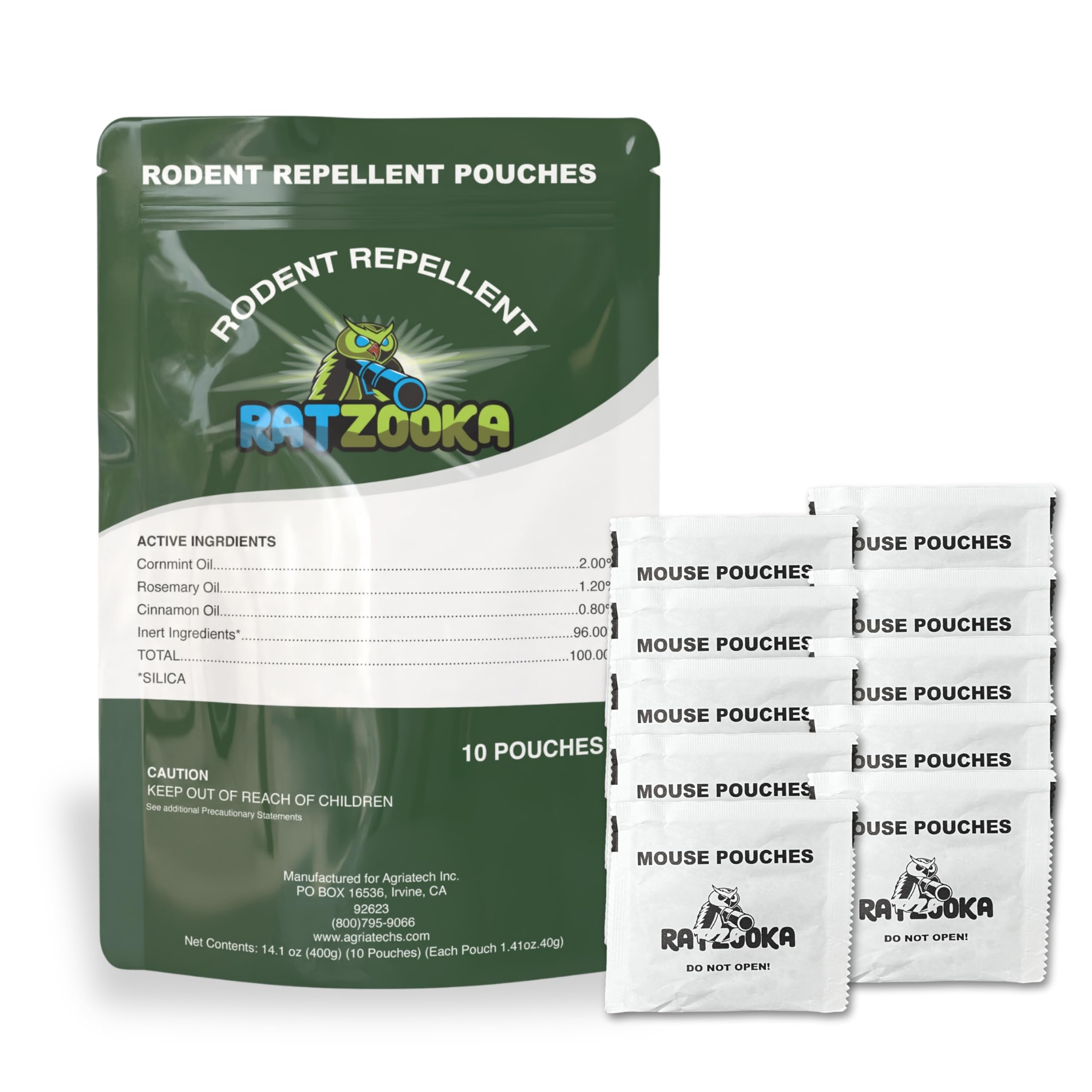 Mouse Repellent Pouches, Natural Formula with Peppermint & Rosemary Oil, Mice Repellent Indoor, Keep Mice and Rats Out of Your Home, Car, RV, Garage, Cabin, 14.1Once (1 Pack - 10 Pouches)