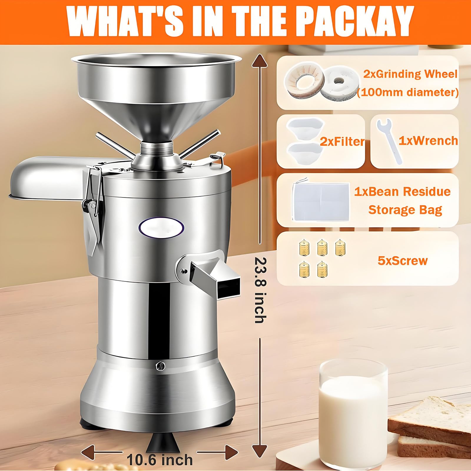 Machine à Lait de soja Commerciale à séparation séparée, broyeur Automatique avec Filtre Amovible pour la séparation des résidus, en Acier Inoxydable, pour Lait de soja et Tofu.