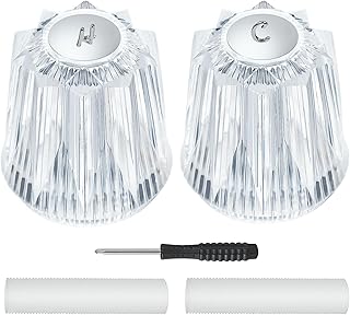 UCDETD 2 Piece Shower Knobs Replacement, Compatible with Price Pfister Windsor Tub and Shower Faucets, 12 Point Broach, Hot/Cold Shower Handles Replacement (Clear Acrylic) ﻿