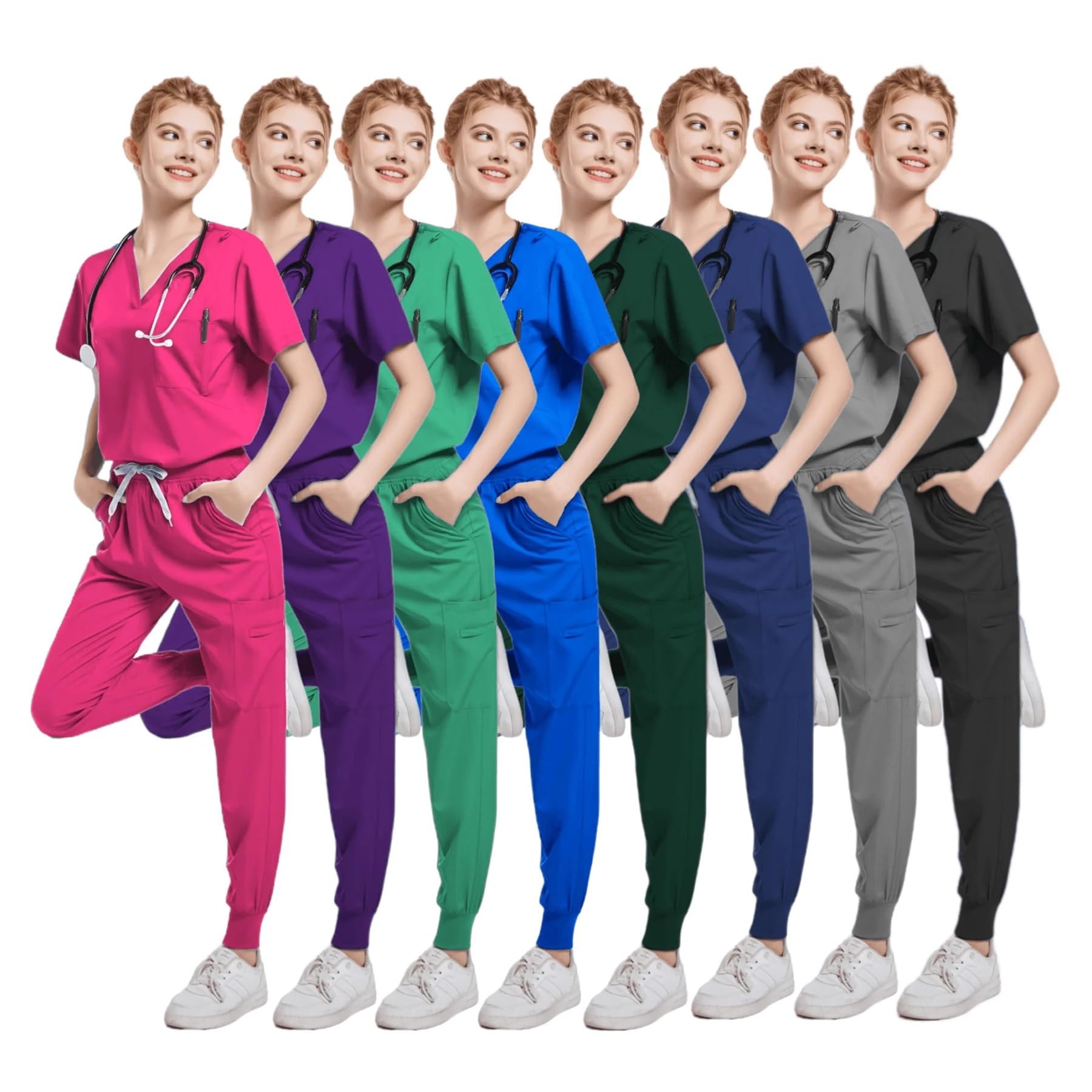 Uniforme de Enfermera Ropa Traje Dividido de Manga Corta Cepillado a Mano Mascota Dentista Enfermera Ropa de Trabajo Hombres Ropa de Cuidado Uniforme de Enfermera(Dark Green,XL)