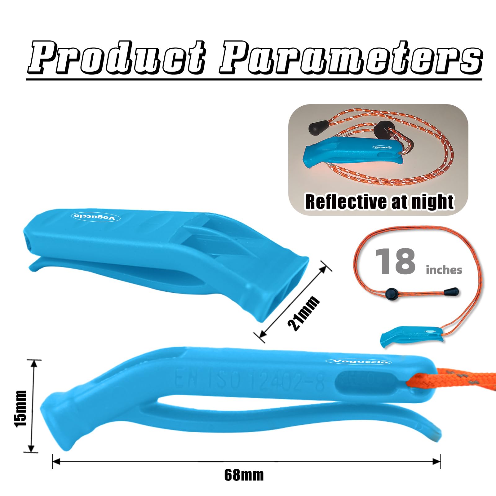VOGUCCLO 4PCS Emergency Whistle with Adjustable Lanyard for Boat Fishing Hiking Kayaking Camping Safety Survival Signal (Blue)