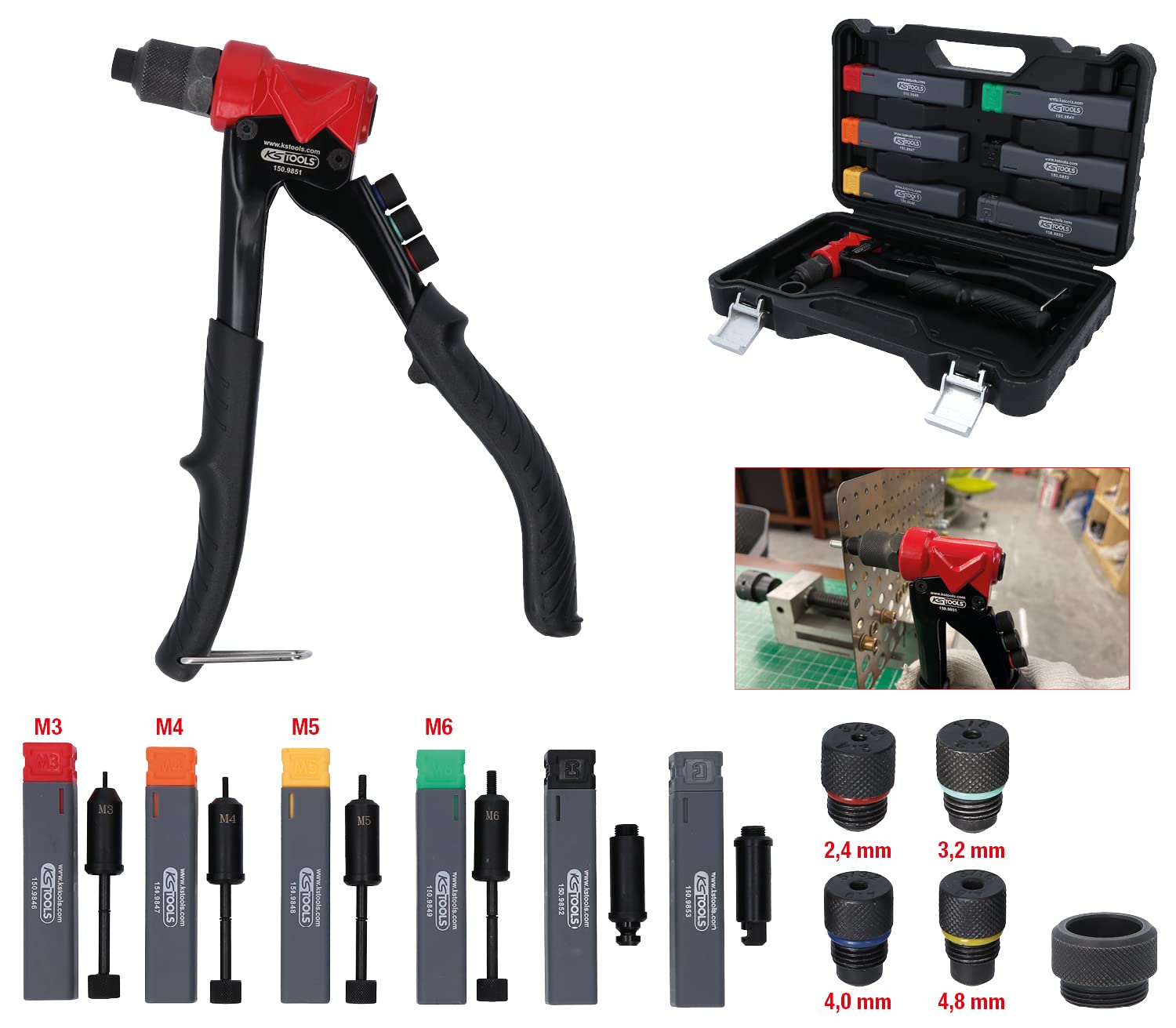 KS TOOLS Blindnietzangen-Satz 150.9850