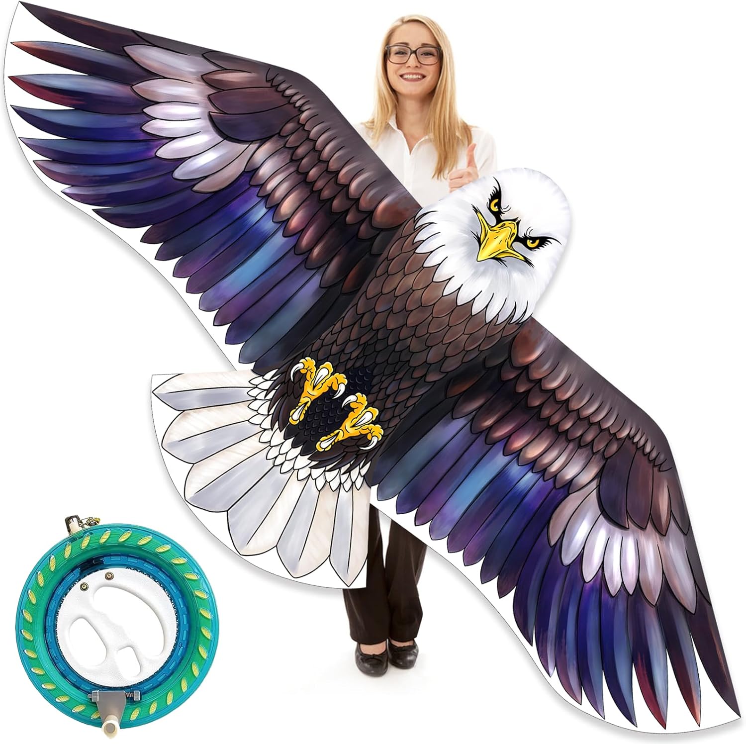 Bald Eagle Kite for Adults and Kids, Huge Kites Easy to Fly Single Line Kite for Beach Trip