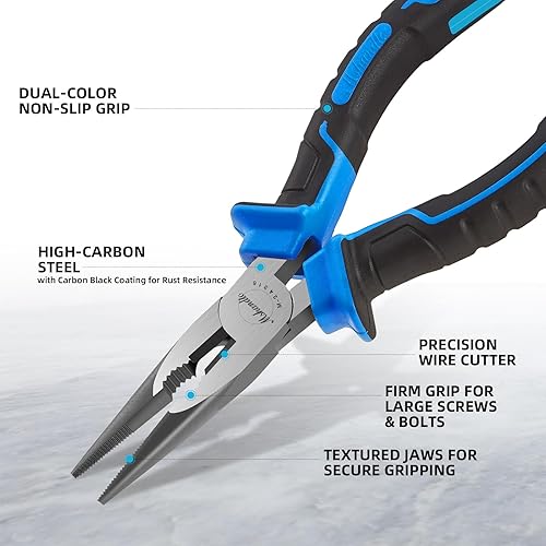 Miniatura 31 de Juego de alicates de punta de aguja, alicates de punta larga de 5 pulgadas para doblar alambre, paquete de 6 alicates de punta de aguja de acero