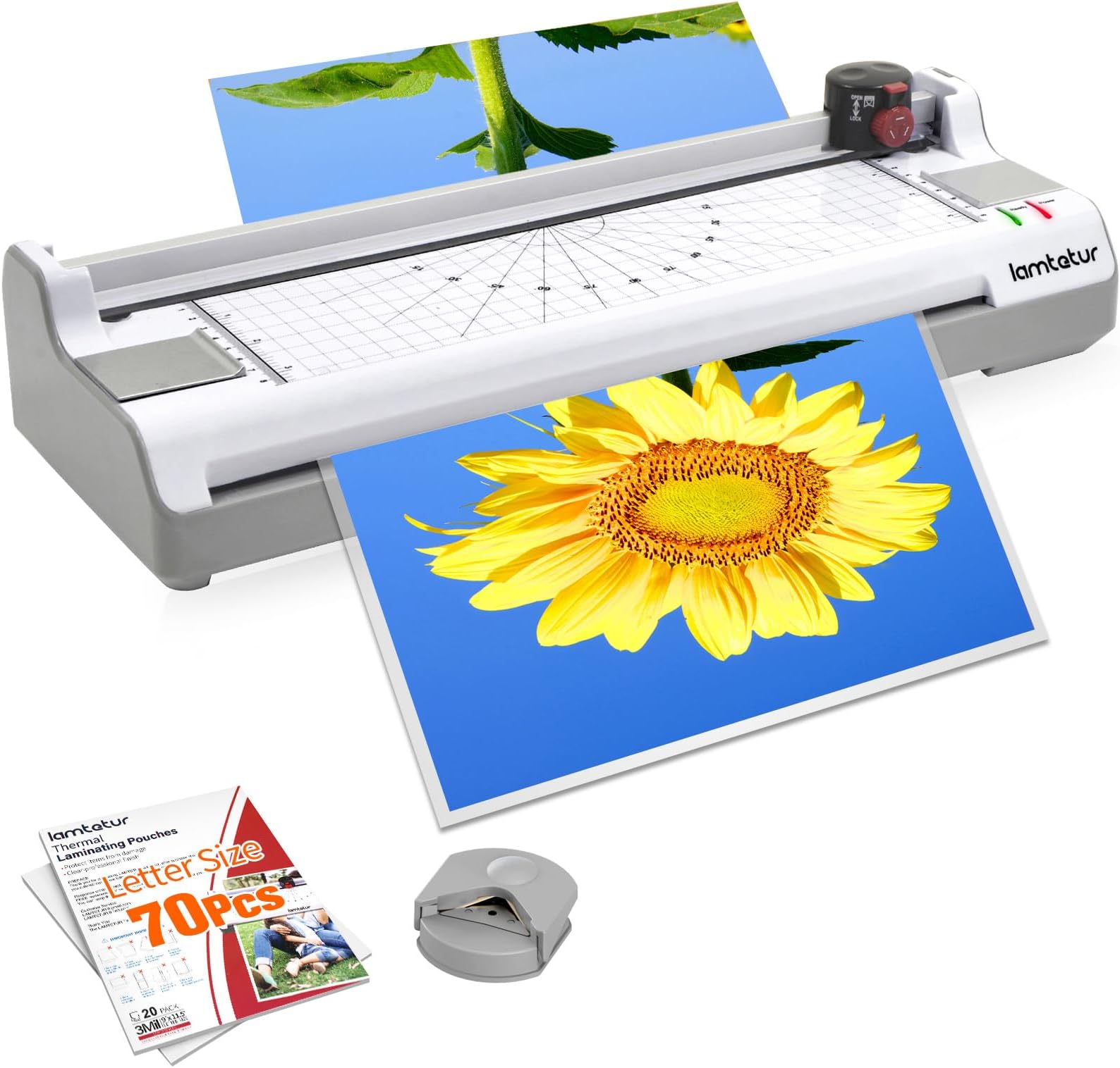 Laminator Machine 11X17 with 70Letter Size Laminating Sheets for A3/A4,13Inch Wide Thermal Hot&Cold 2Roller Lamination Laminated 3-5mil for Office Home Teacher,with Paper Cutter,Corner Rounder