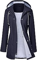 LOMON Women's Waterproof Hooded Raincoat Long Trench Coat Lined Windbreaker Jacket S-XXL