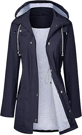 Lomon Women's Waterproof Hooded Trench Coat