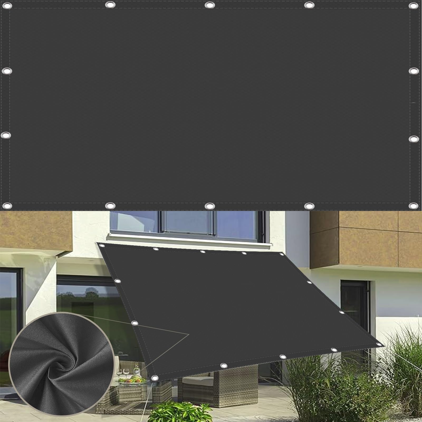 Toile ombrage 3x3m anti-UV et bâche imperméable légère pour abri de jardin