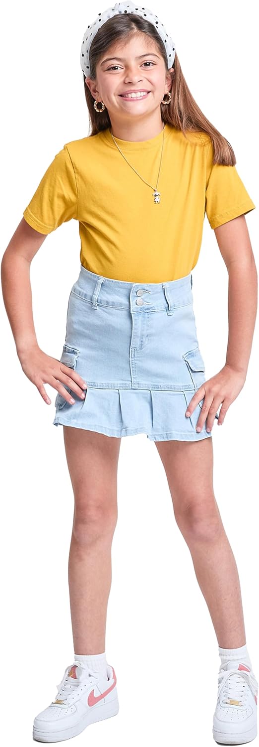 YMI Girls YMI Girls Cargo Pleated Denim Mini Skirt - Image 5
