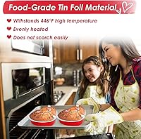 Vista 6 de Moldes grandes en forma de corazón para hornear, 20 juegos de recipientes desechables de papel de aluminio de 9 onzas con tapas, molde