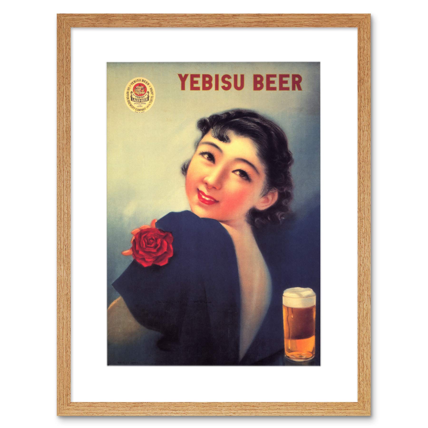 Wee Blue Coo Yebisu Beer Alcohol Japan Vintage Advert Retro Framed Wall Art Print