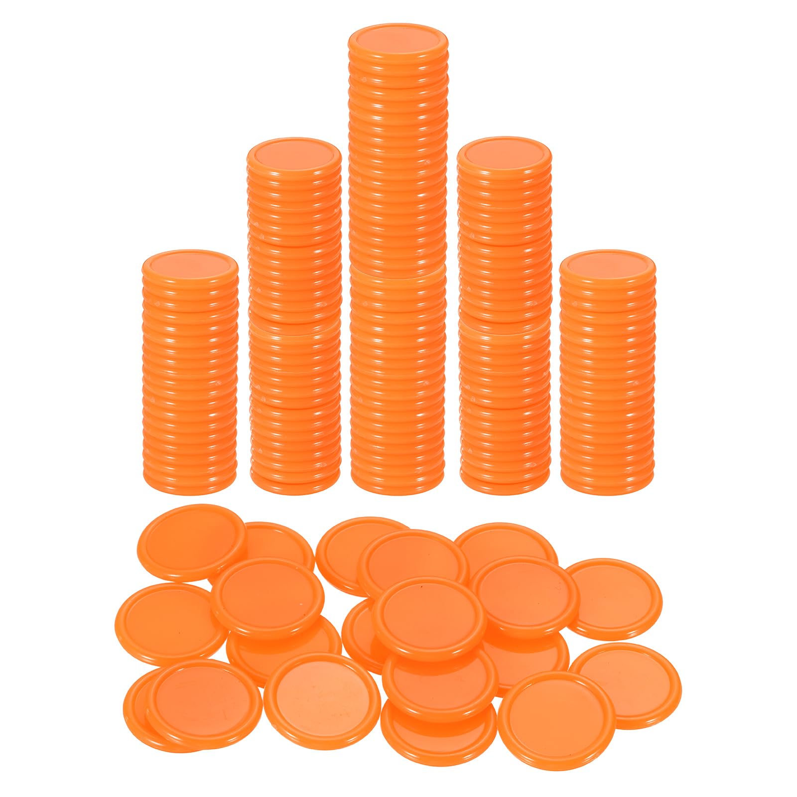 sourcing map 50Pcs 20mm Plastic Poker Chips, Mini Bingo Chips Learning Counters Counting Counters Disks Markers Opaque Game Tokens for Game Play Math Counting, Orange