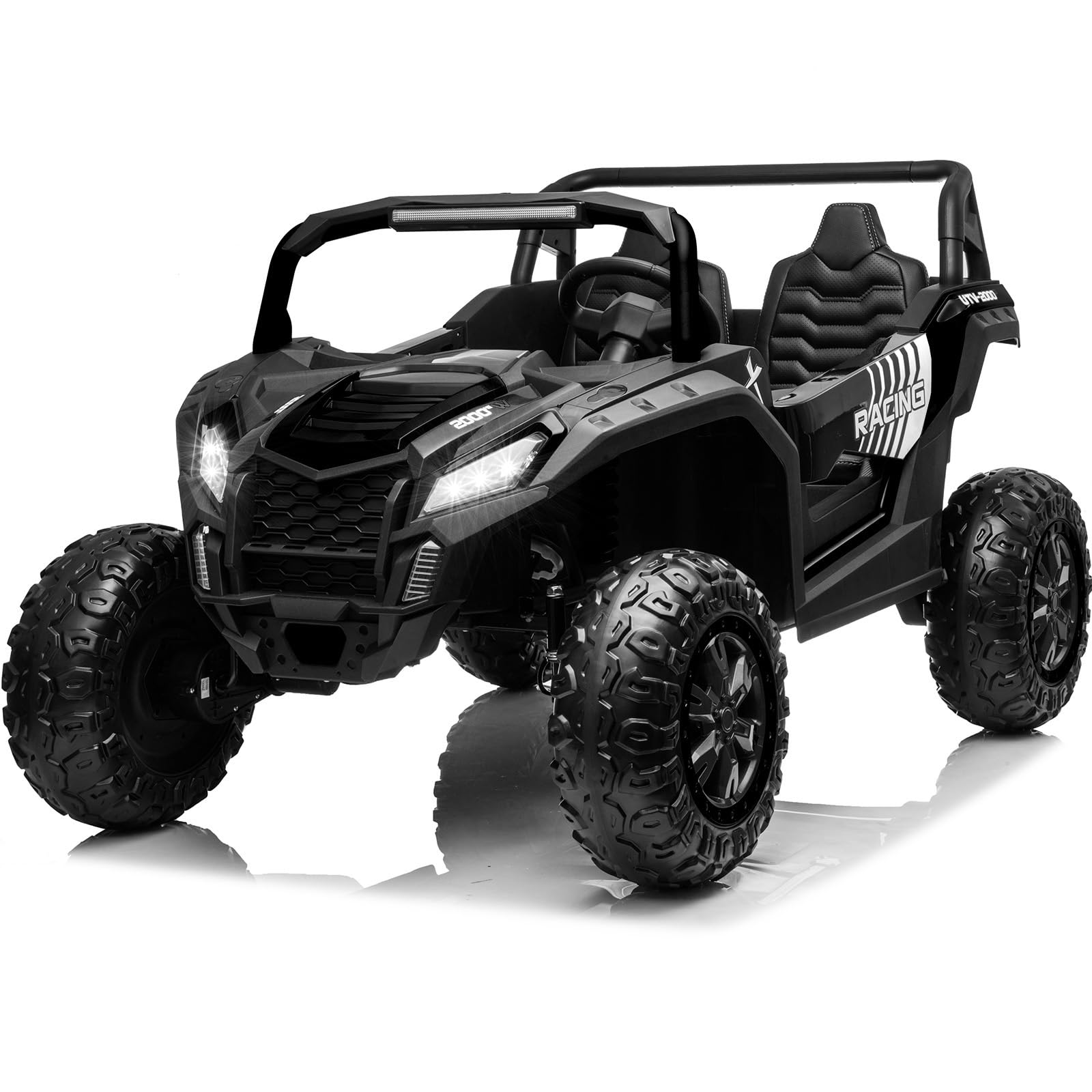 NEWQIDA XXXL 2 Seater 24V Ride On Toys 4x200W Kids Side by Side UTV, Black