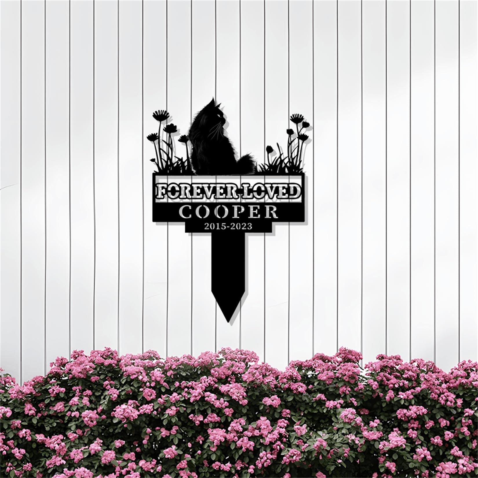 Riaeelvs Personalized Cat Grave Markers Outdoor,Custom Cat Memorial Ornament,Pet Headstones for Graves,Garden Lawn Pet Memorial Plaque,Metal Name Signs Personalized,Pet Memorial Gifts