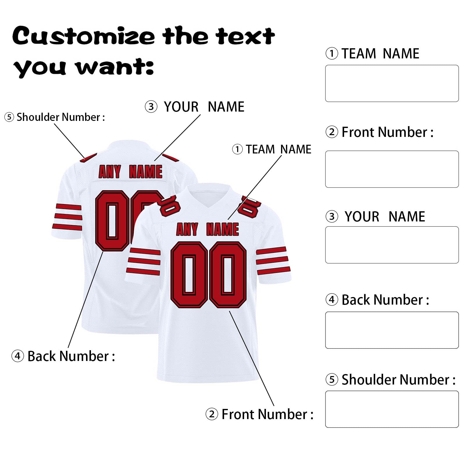 Magliette Personalizzate Maglie Football Americano, Stampate con Nomi e Numeri, Adatte a Bambini, Adulti, Uomini e Donne
