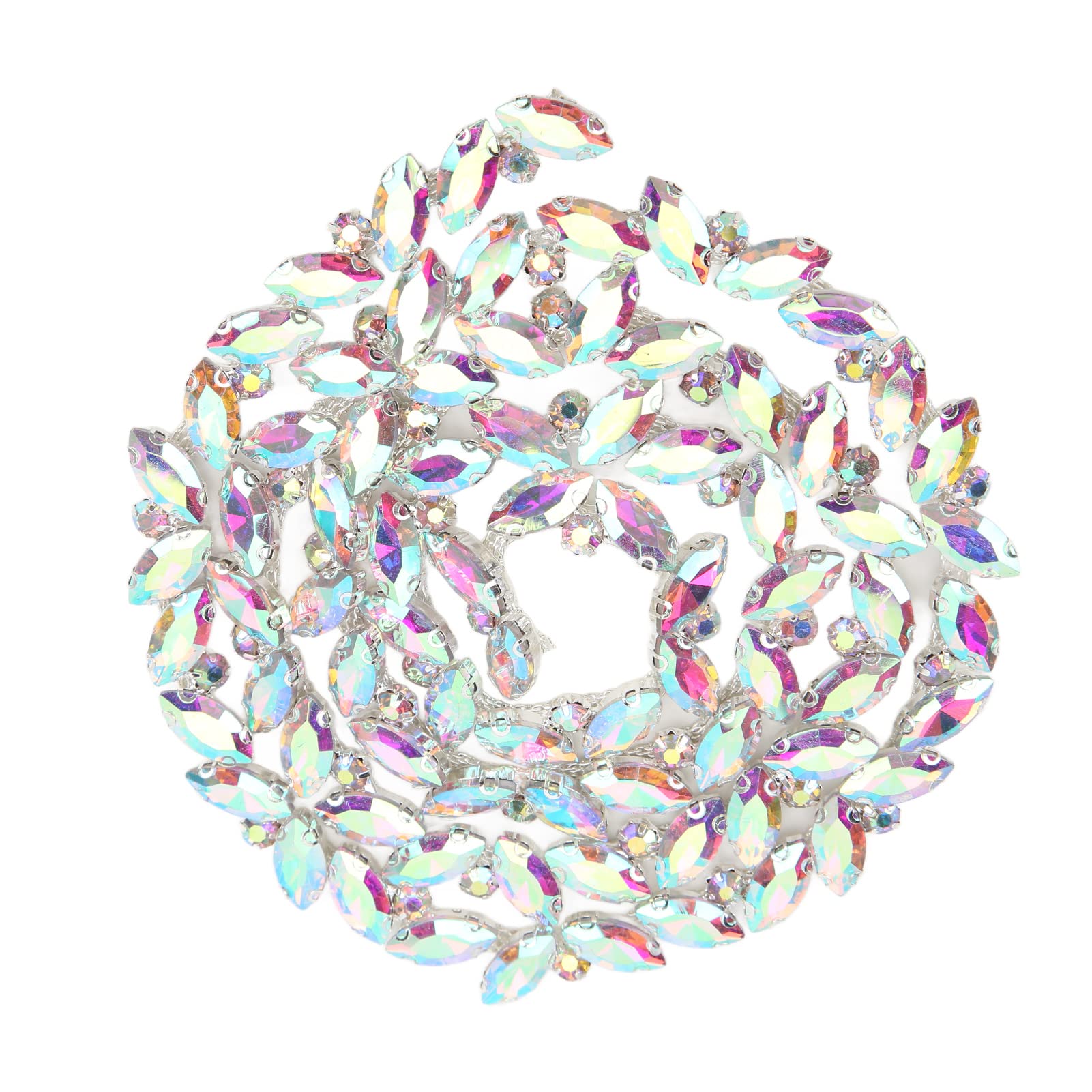 Acouto Crystal Chain Trim, Transparent Glass Claw Chain High Hardness Rhinestone Strips for Clothing, Shoes, Jewelry Accessories