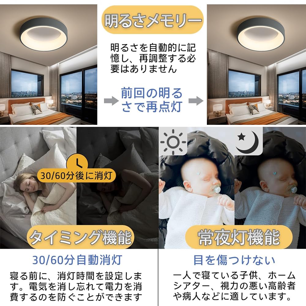 Amazon.co.jp : KOVOL LED シーリングライト 6畳 8畳 10畳 北欧風