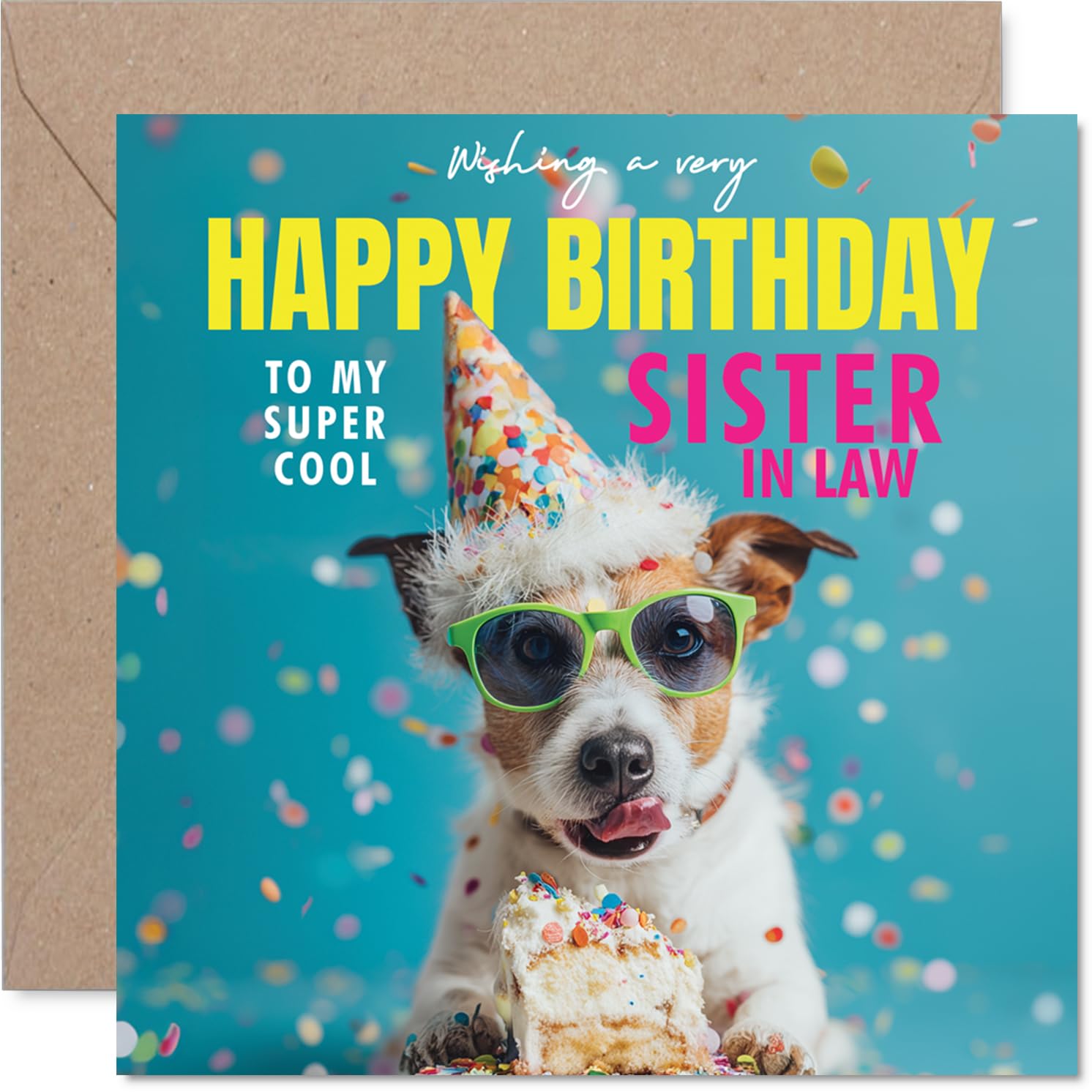 Sister in Law Birthday Card - Pawsome Cake - Happy Birthday Card for Sister in Law from Brother Sibling, 145mm cool dog Bday Greeting Cards