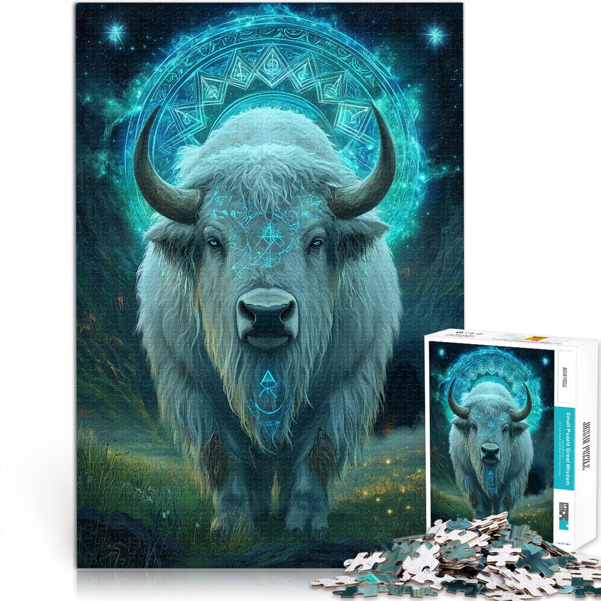Puzzle 2000 pièces pour Adultes Taureau bête Mythique Fait de Papier，Convient aux 14 Ans et Plus Jeu Familial pour et Collection d'artistes, Beaux-Arts。Taille：70x100cm/27.5x39.3pouce