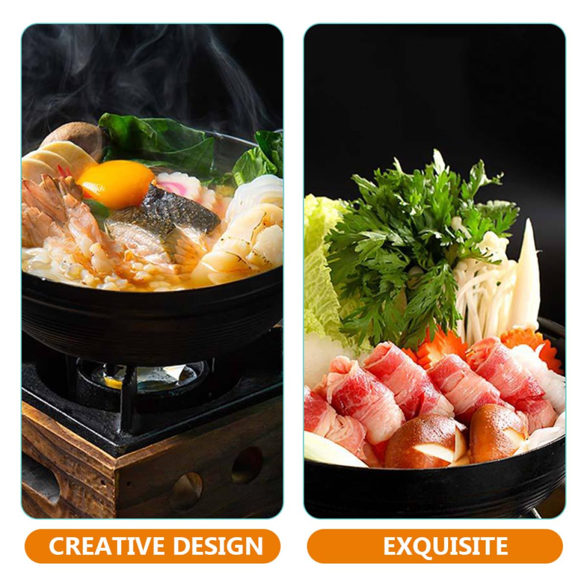COLLBATH Olla Caliente Japonesa de Hierro Fundido para Sukiyaki Portátil con Aislamiento Térmico Adecuado para Cocinar al Aire Libre y Camping