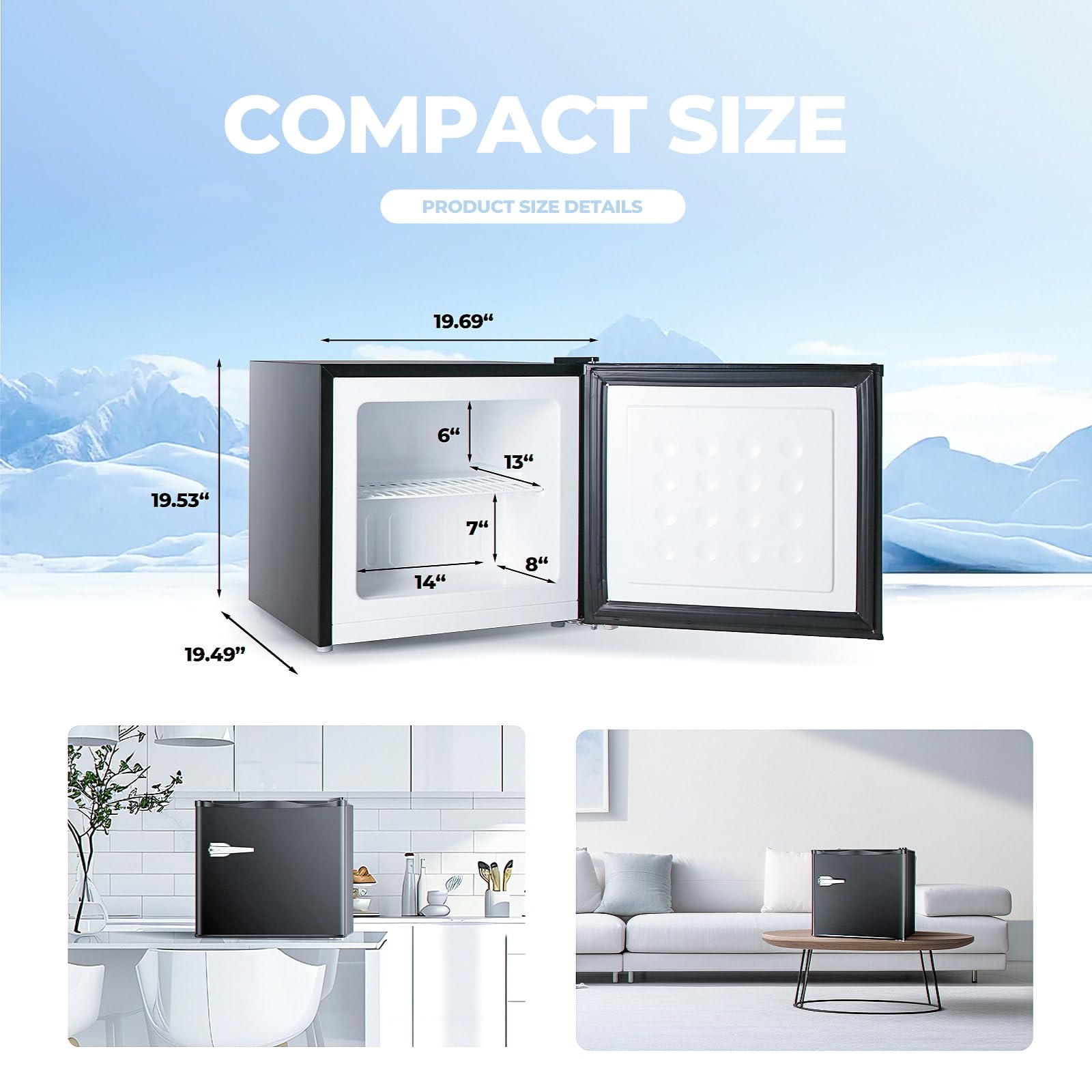 Electactic 1.2 Cu.ft Mini Freezer, Small Upright Freezer with Removable Shelf & 7 Adjustable Temperature Control, Energy Saving, Low Noise for Bedroom, Apartment, Home, Office, Black on Fridge.com