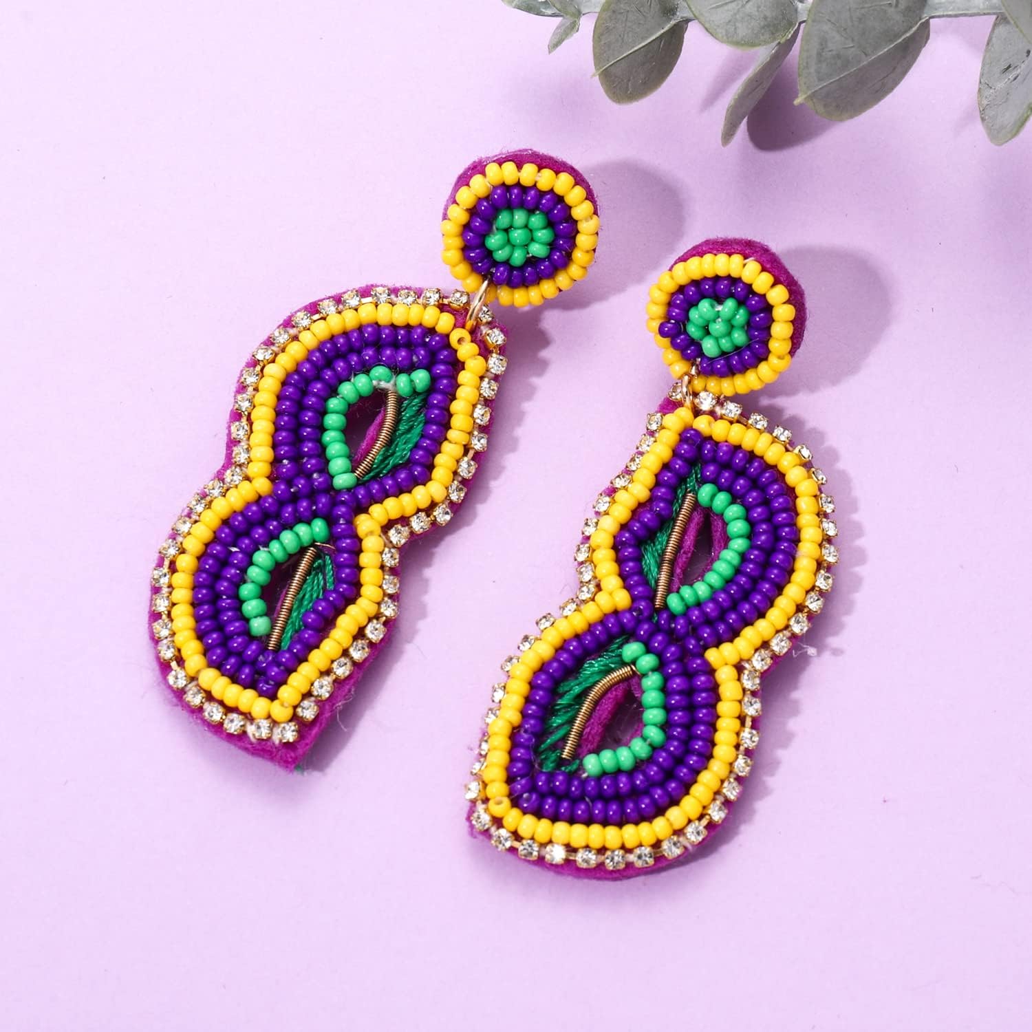 Mardi Gras Earrings Beaded Mask Letter MARDI GRAS Dangle Earrings for Women Crown Carnival Drop Earrings Holiday Jewelry Gifts - Image 7