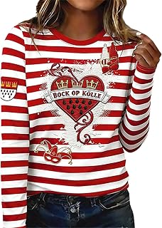 Blusa de carnaval para mujer, disfraz de Colonia, catedral de Colonia, confeti en el corazón, parte superior de manga larga, camiseta de festival, ropa de fiesta, ropa de carnaval, camiseta de manga