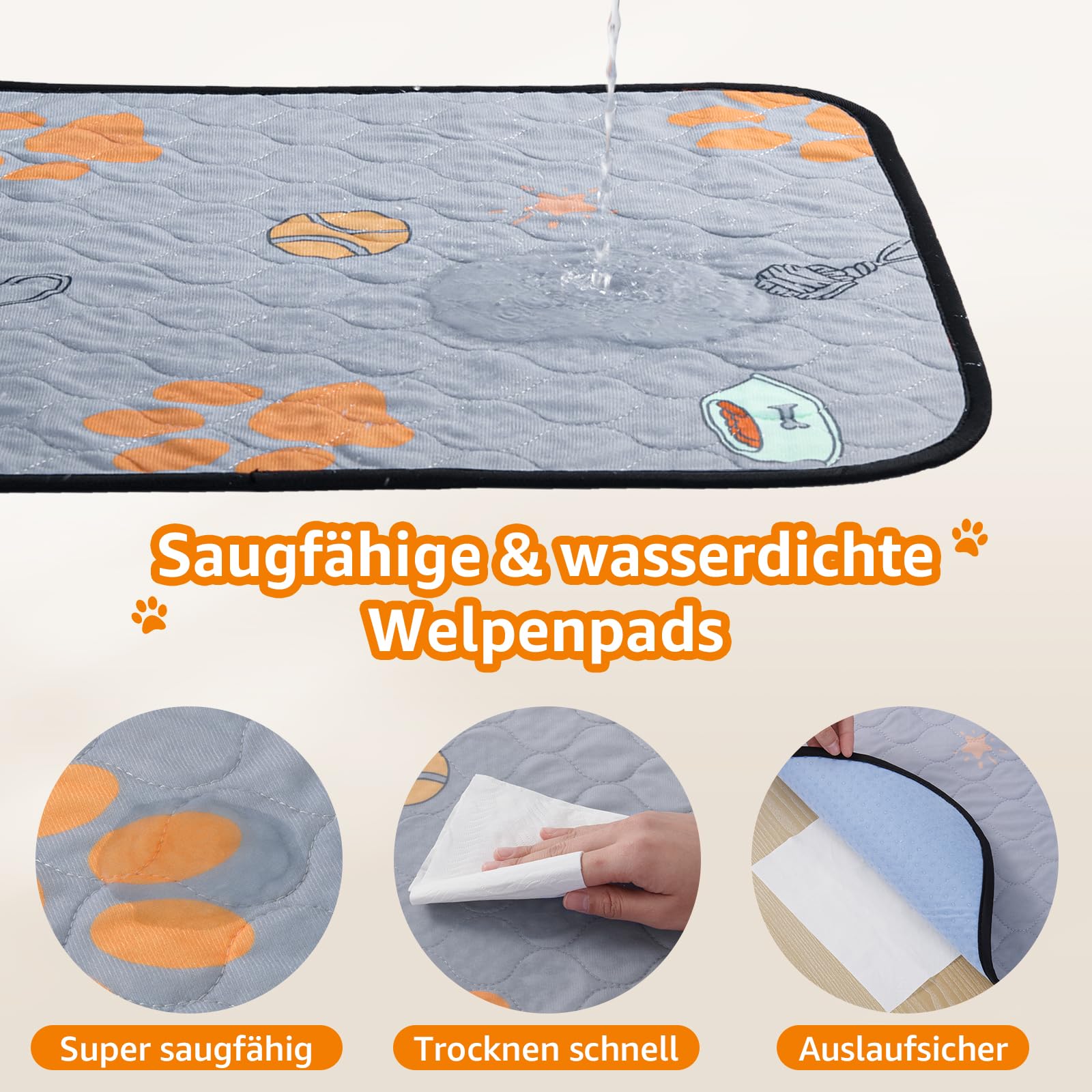 Almohadillas lavables para cachorros, paquete de 2 alfombrillas PIPI súper absorbentes para perros, almohadillas antideslizantes para entrenamiento de cachorros para sofás, caño de cachorro o suelo