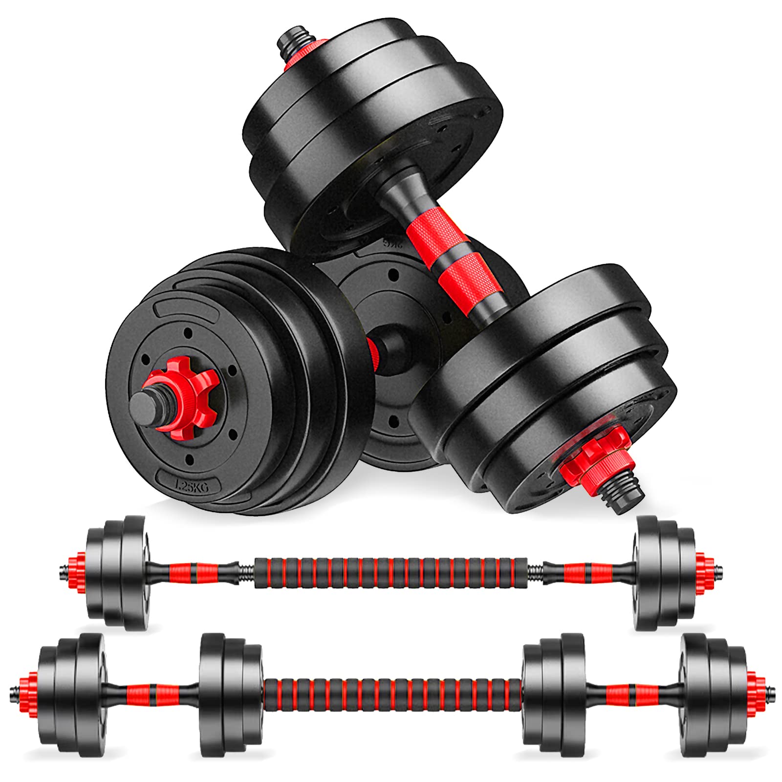 Photo 1 of Adjustable-Dumbbells-Set,Free Weights Set with Connector,Fitness Exercises for Home Gym Suitable Men/Women Red 44LBS