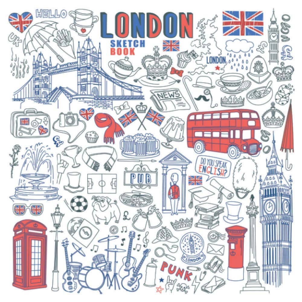 LONDON Sketch Book: A Large Square Sketchbook with Blank Graph Paper and White Paper - 100 Pages ( 8.5" x 8.5" ) for Drawing, Sketching, and Recording Creative Ideas.