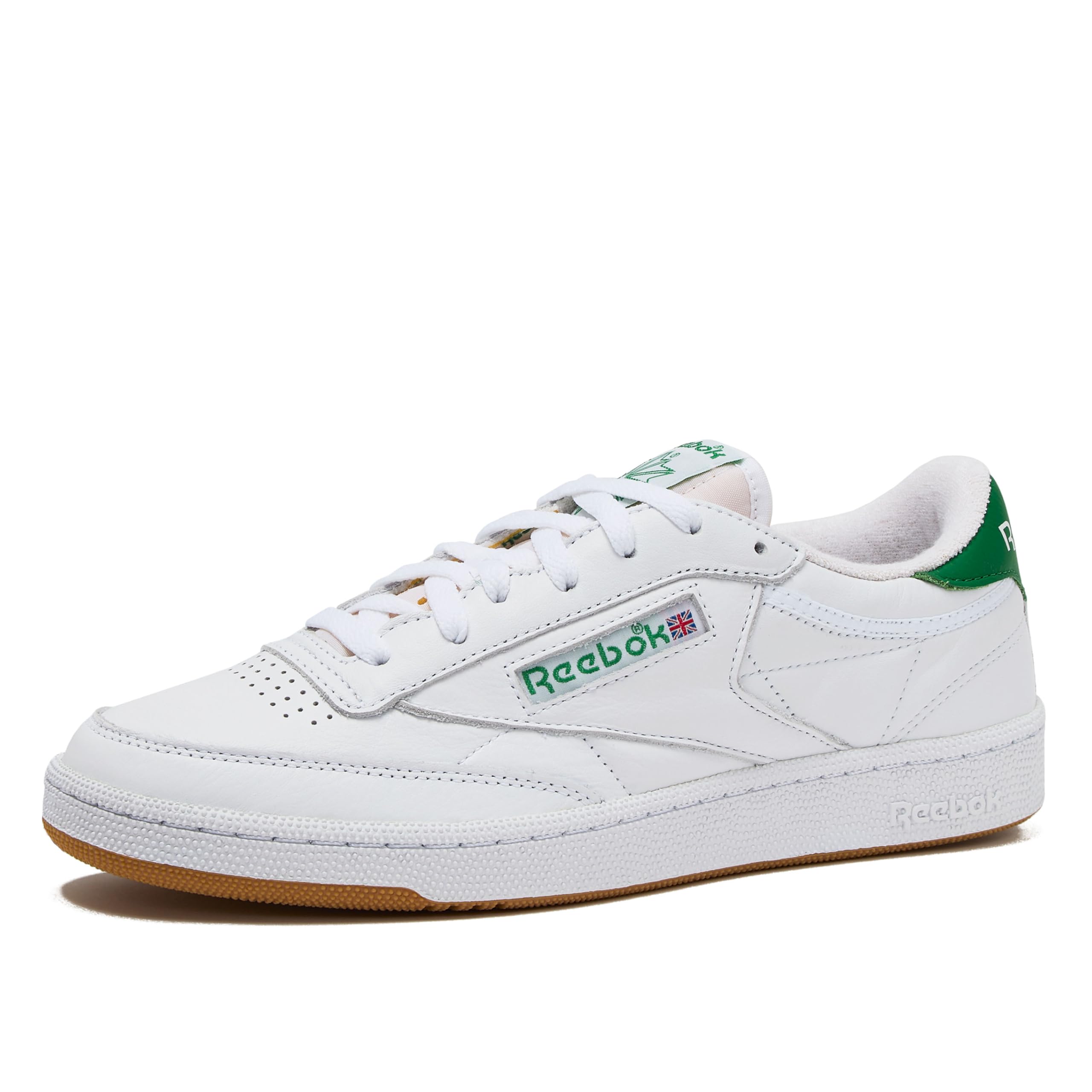 Reebok Club C Vintage Tennis Sneakers for Men, Casual White Mens Shoes,  Size to 15, Footwear White/Glen Green/Rubber Gum 1,