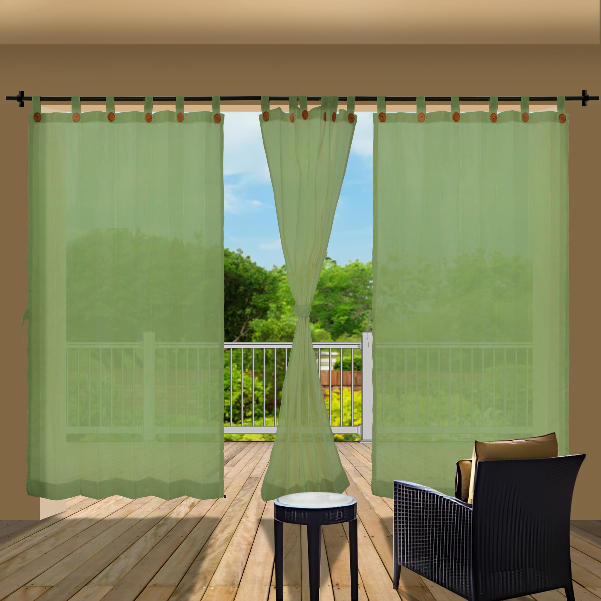 HIPPO Polyethylene 180 GSM Outdoor Sun Block Balcony Loop Curtain Sun & UV Protection Light Filtering 4.5FT Window Curtain (3FTX4.5FT, Bamboo-Breeze)-image-6