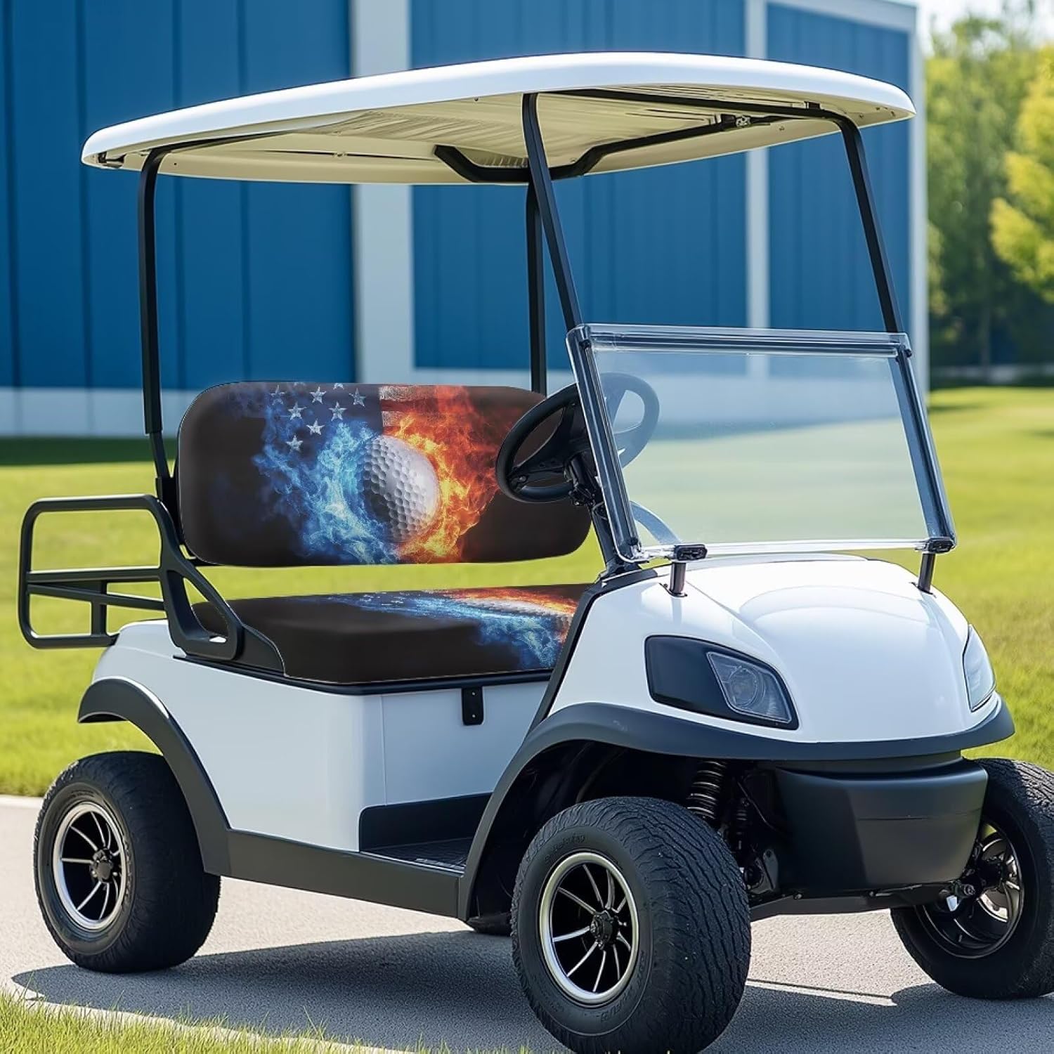 Golf Cart Accessories Seat Covers Golf Cart Seat Blanket Summer Outdoor Anti-hot Club Car Blanket for 2-Person Club Car Seats Easy Installation, American Flag Golf Ball
