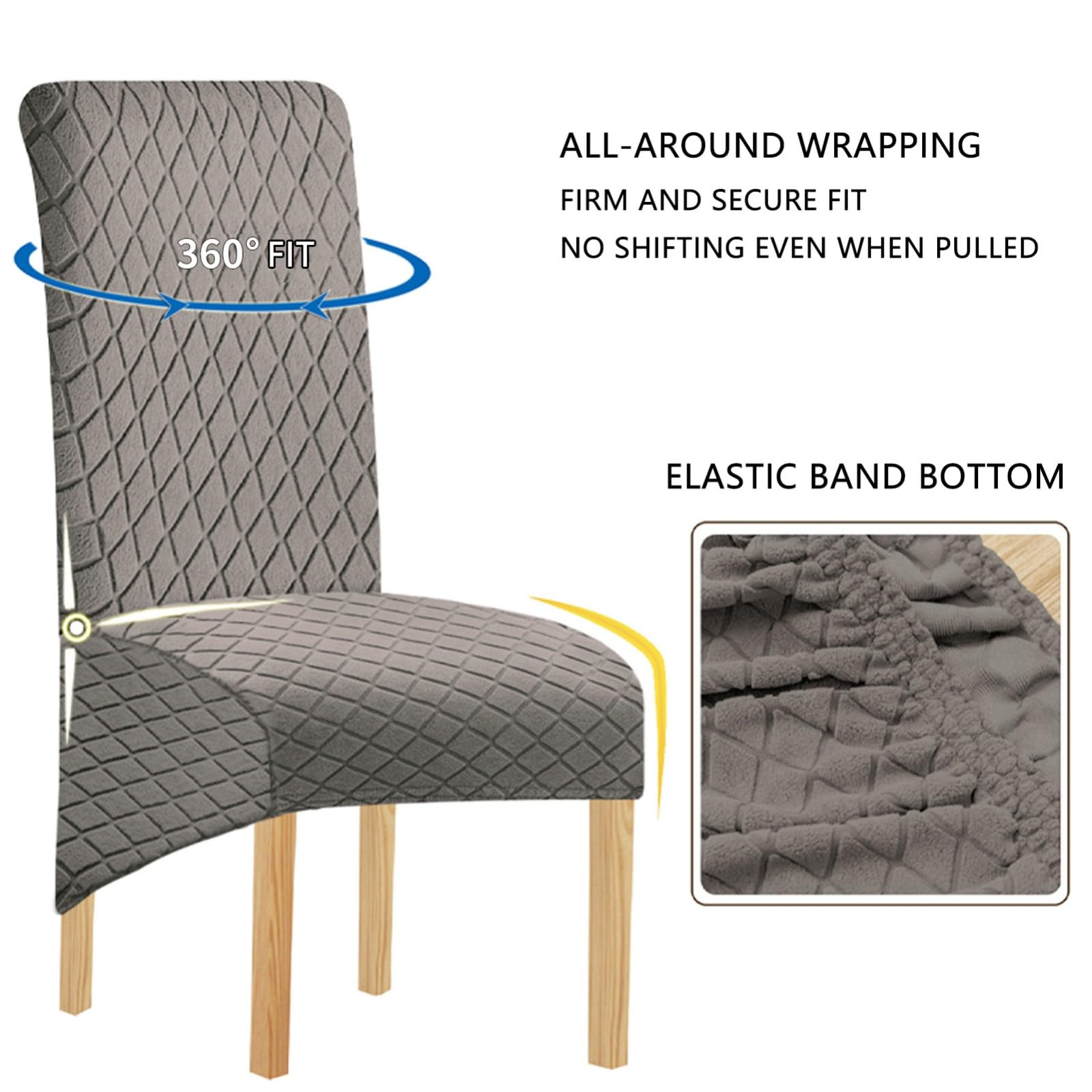 Stuhlhussen für Esszimmerstühle 2/4/6er-Set,Dehnbar Moderne Fit Esszimmer Stuhlhussen mit Hoher Rückenlehne,für Küche und Wohnzimmer(Light Gray,6Pcs)