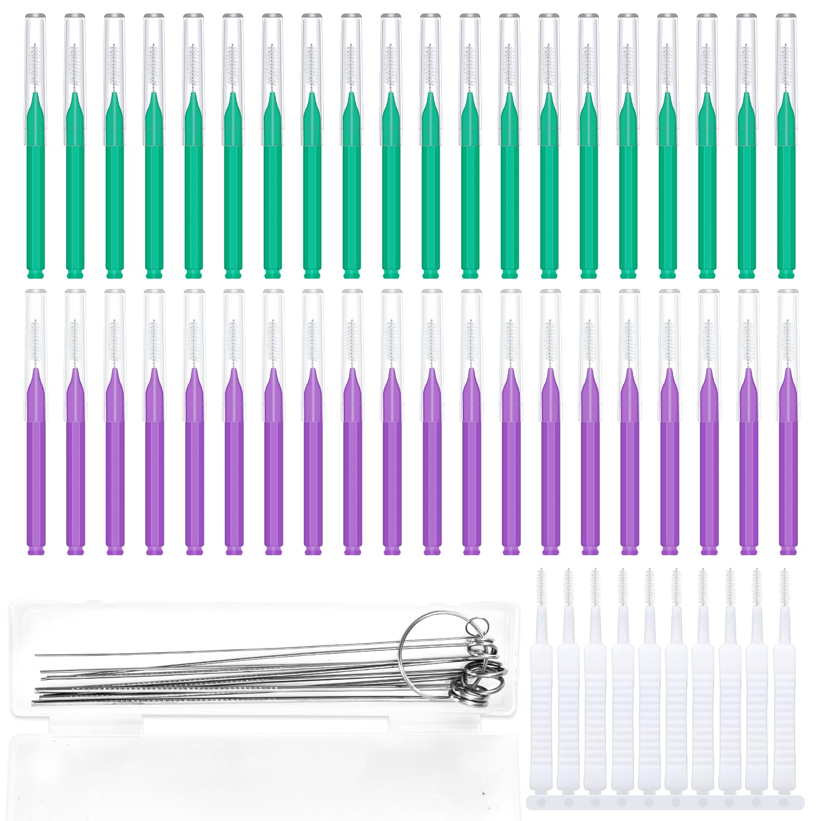 60pcs Shower Head Cleaner Tools Kit, 2 Designs Shower Head Cleaning Brushes Multi-Size Showerhead Anti-Clogging Cleaner Picks for Bathroom Small Hole Nozzle Gaps Slot (Purple, Green, White)