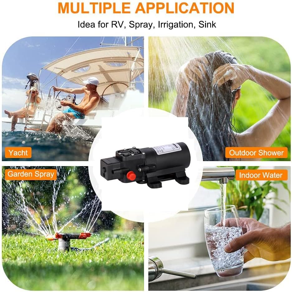Miniatura 6 de Camplux - Bomba de agua de 12 V CC, bomba de diafragma de 1.2 GPM 4.3 Lmin para caravana RV barco de pesca marina