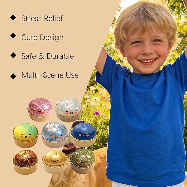 Dumpling Squishies 2026, Squishiest Bun Dumplings with Steamer Box, 10 cm Glitter Dumpling Dampfgarer, Giant Extra Large Squishy Dumpling Stress Relief Sensory Ball Anxiety Relief Toys Kids & Adults - 3