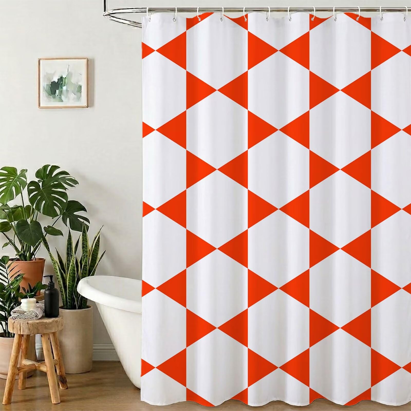 Rideau de douche anti-moisissure tissu polyester imperméable 220x200 cm à ourlet lesté orange
