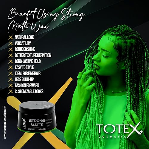 Miniatura 4 de Totex Hair Men Styling Wax - Textura de sujeción fuerte Acabado de aspecto mate natural - Pasta para definir el cabello 5.1 fl oz