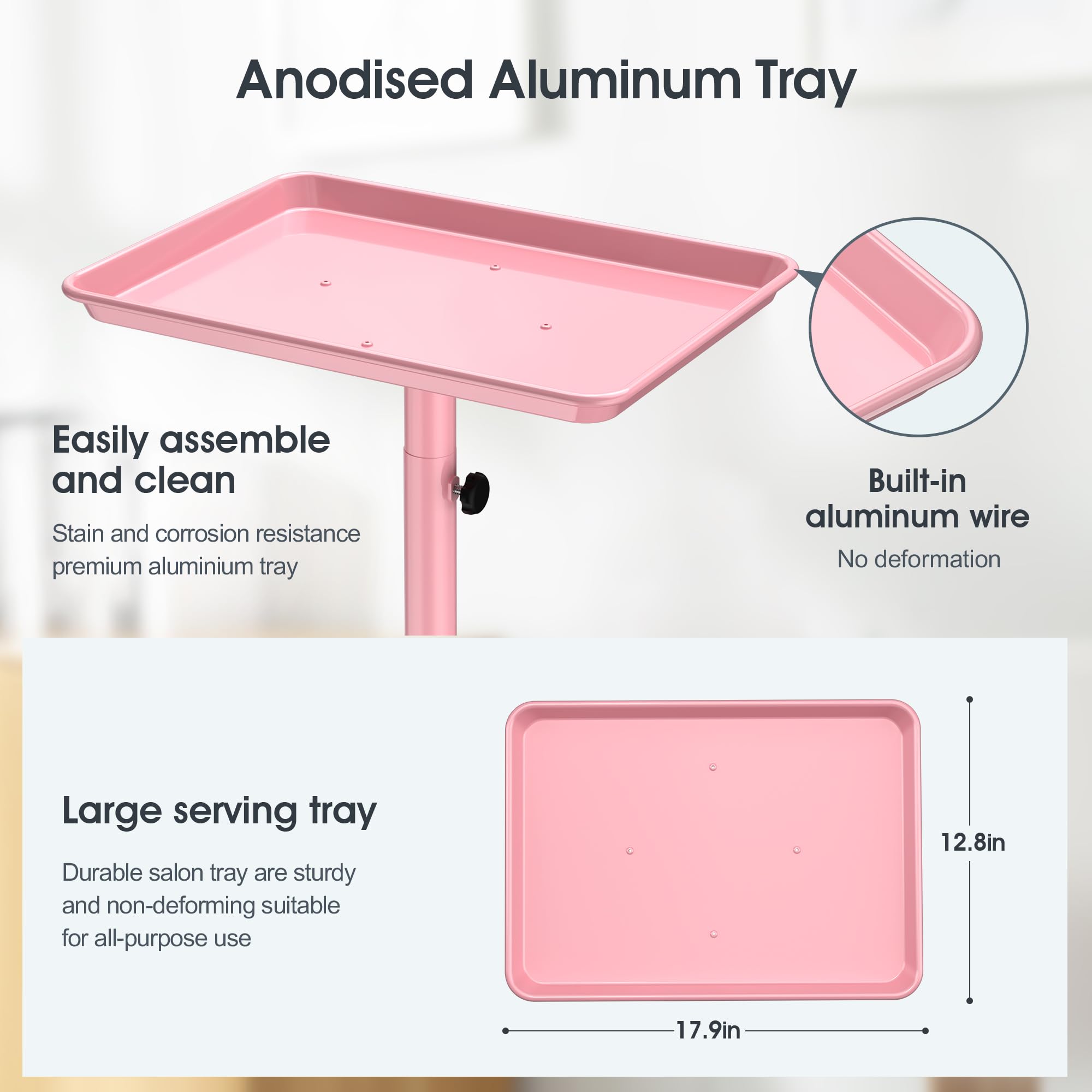 Salon-Wagen-Tablett für Haarstylisten, Rosa