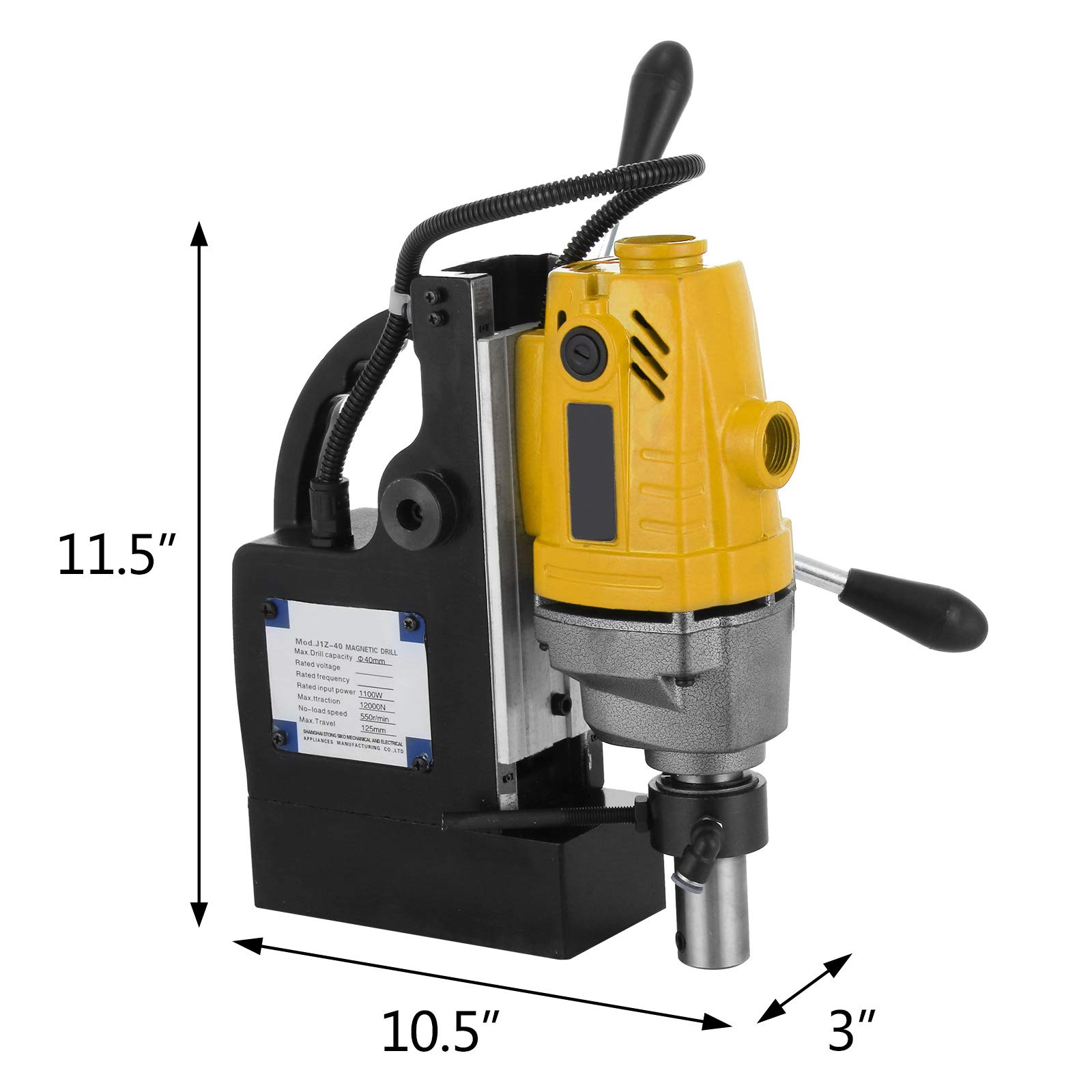 Moh Trapano Elettrico Magnetico MD40, Motore del Sistema di Perforazione Magnetico ad Alta Potenza 1100 W, 220 V, 50 Hz, con Set 6 Frese In HSS, Usato per Strutture in Acciaio, Costruzioni Navali