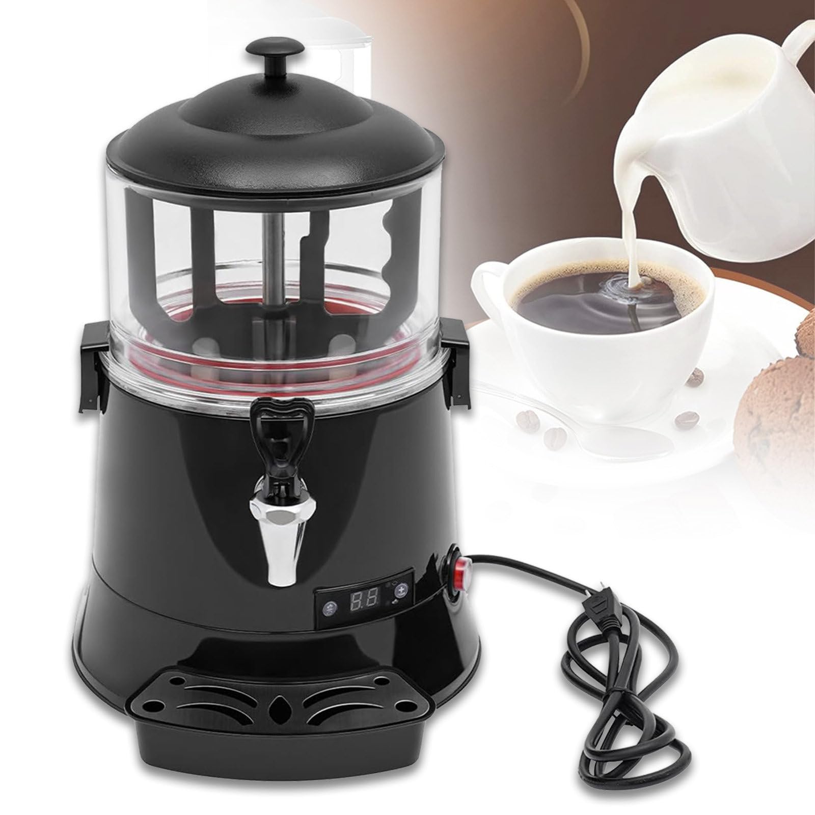Eastnmythet 5L/10L Commercial Hot Chocolate Maker, Electric Hot Chocolate Dispenser Warmer, Melted Chocolate Dispenser Hot Beverage Warmer for Coffee Milk Tea Juice,220V 5L