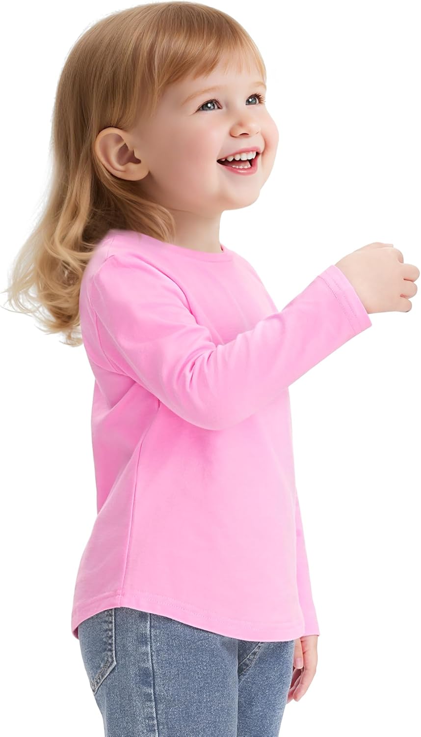 Witwot Toddler Girl Long Sleeve Shirts Soft Cotton T-Shirts Baby Girls Crewneck Basic Tees Tops for 18M-5T - Image 2