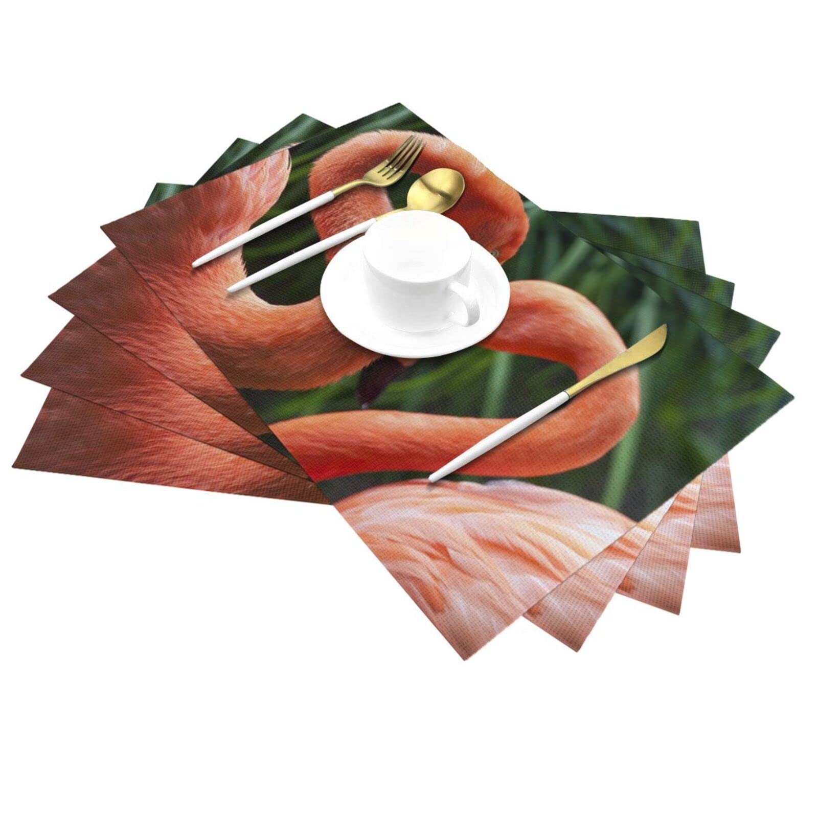 Tovaglietta tessuta con stampa fenicottero, antiscivolo, isolamento termico, per cucina, sala da pranzo, ristorante, caffè, set da 1 pezzo, 4 pezzi, 6 pezzi.