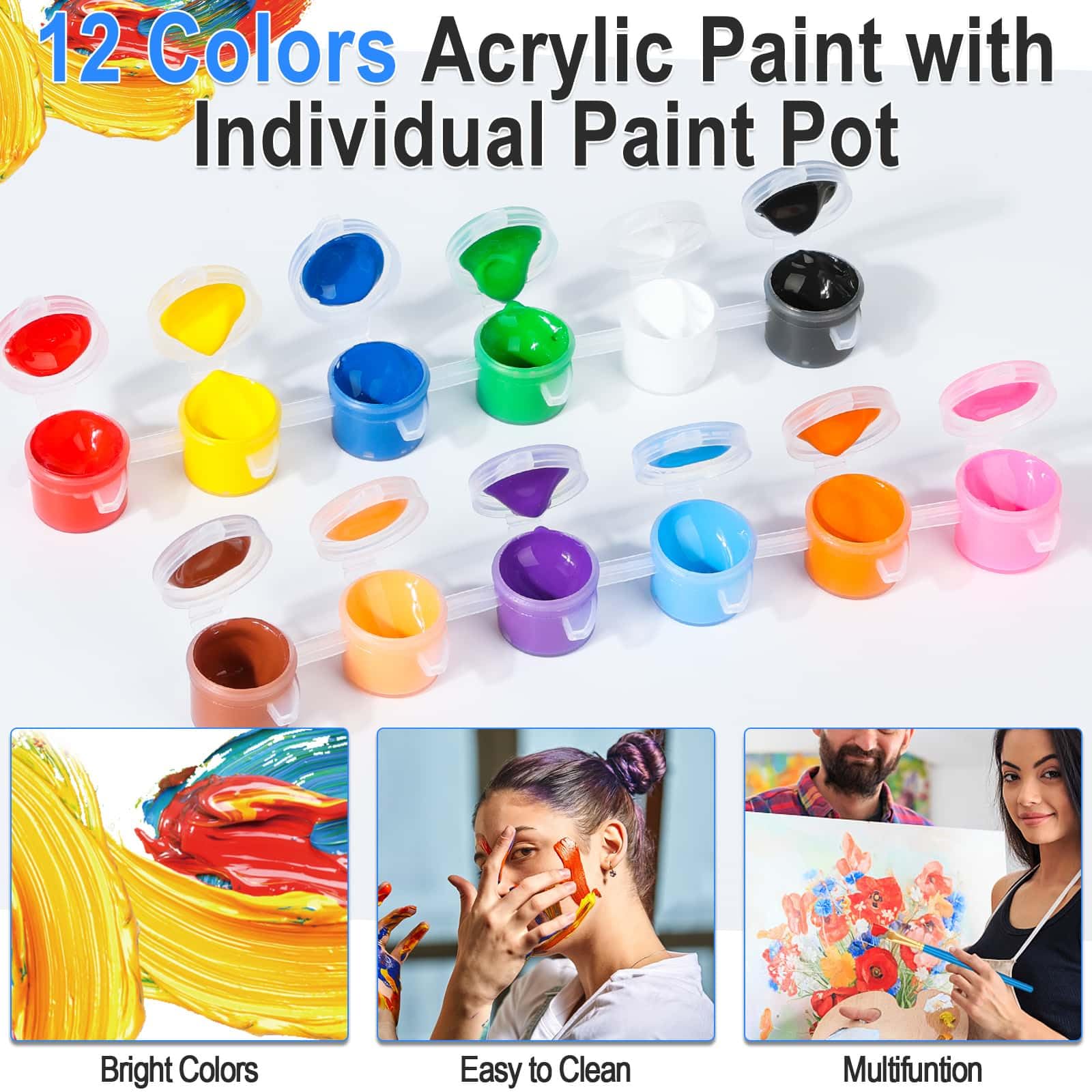 Paquete de 10 tableros de lienzo de 8 x 10 pulgadas para pintar, lienzo con pigmento acrílico para pintar con caballete de 9.5 pulgadas, kit de pintura en lienzo artístico