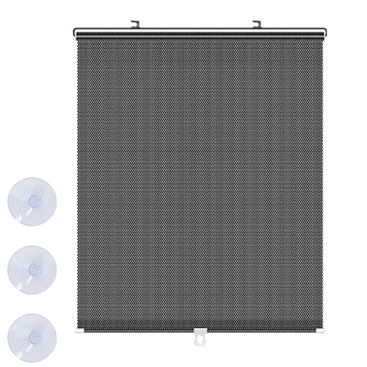Suction Window Roller Shade, No Drilling Retractable Roller Window Shades, UV Protection PVC Window Shades for Home Office Bedroom Balcony Rv(Black polka dots,45x100cm)