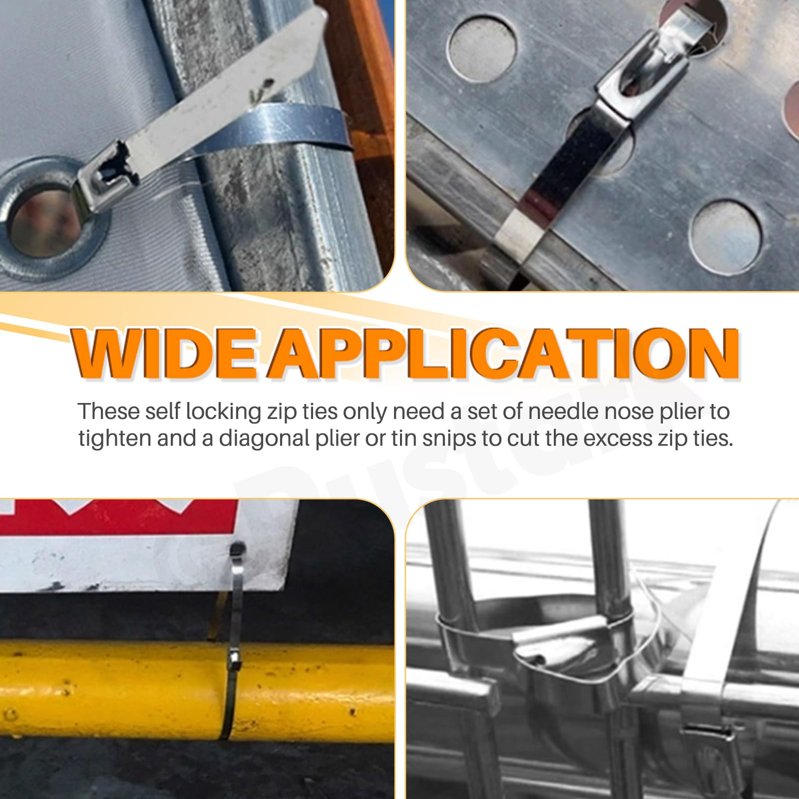 Fascette per cavi in acciaio inox, in metallo, antiruggine, autobloccanti in acciaio inox per avvolgimento di scarico (kit di strumenti per cerniere)
