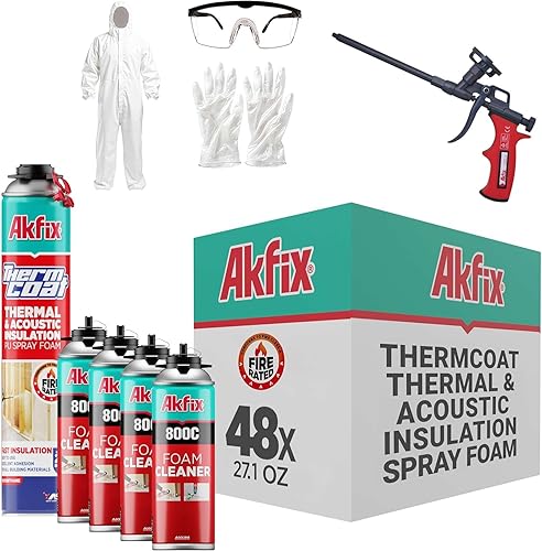 Miniatura 17 de Akfix Thermcoat - Aislamiento de espuma en aerosol de 20 pies cuadrados (1 x 27.1 onzas), R-Value 11.32/2 pulgadas, sellador ancho expansible