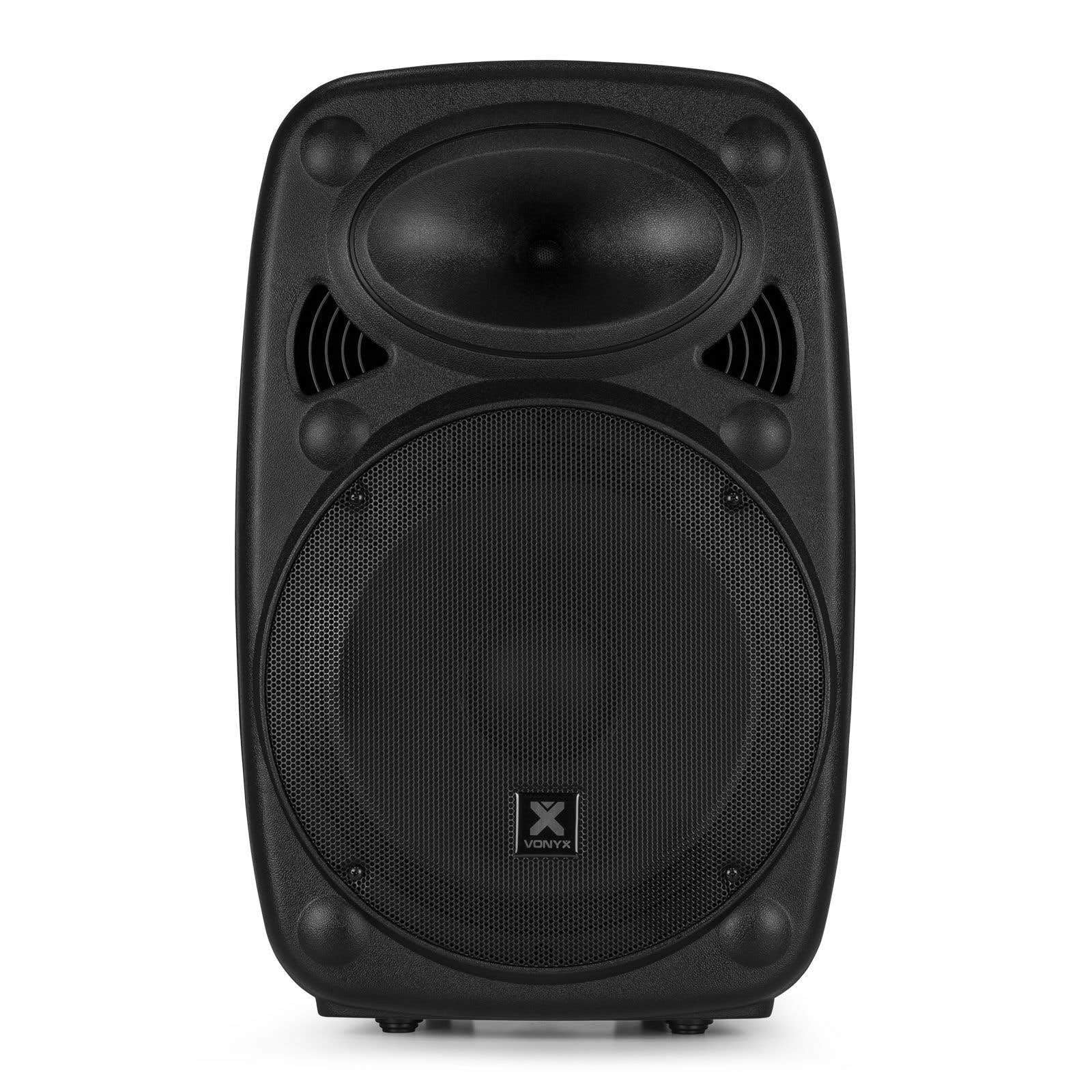 Vonyx Verve46, Akku Partybox Bluetooth Lautsprecher Groß, 1000W, 2 UHF Mikrofonen, MP3, Mobile PA Anlage Komplettset, Party Lautsprecher mit Fernbedienung - Schwarz